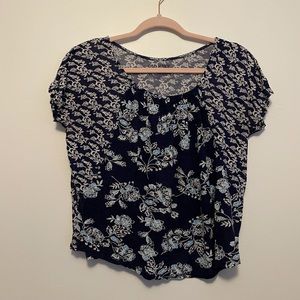 Navy blue Old Navy shirt with floral pattern